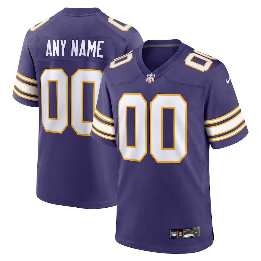 Men Minnesota Vikings Nike Purple Classic Custom Game NFL Jersey